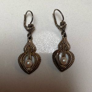 Vintage Drop Earrings with Pearls